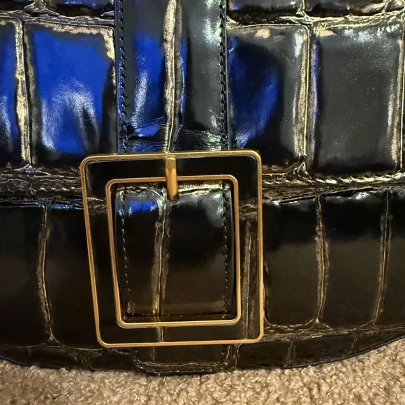 Elegant Brahmin 100% Leather Black and Gold Croc-Embossed Women's Bag - Picture 3 of 12